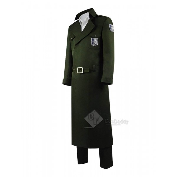 Attack On Titan Long Green Military Uniform Jacket Male Female Cosplay Costume