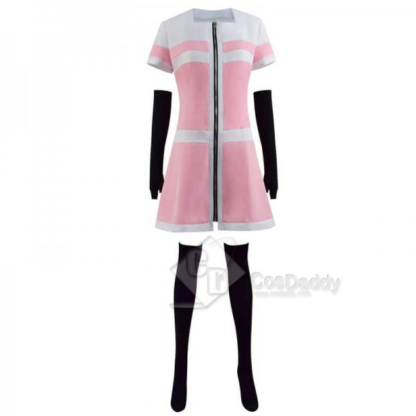 Best Akudama Drive Ordinary Person Zipper Pink Dress Cosplay Costume