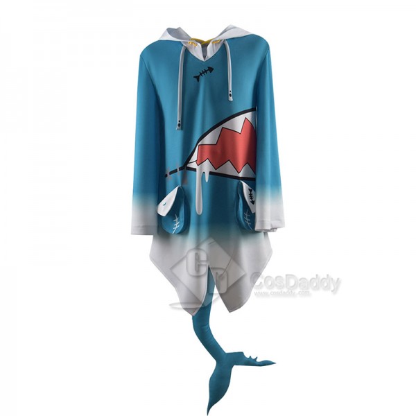 Hololive Vtuber Gawr Gura Cosplay Costume Cute Blue Shark Coat Hoodie Jacket 