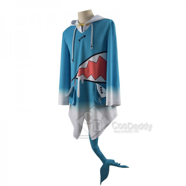 Hololive Vtuber Gawr Gura Cosplay Costume Cute Blue Shark Coat Hoodie Jacket 