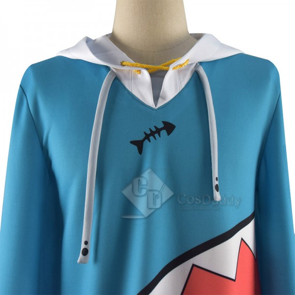 Hololive Vtuber Gawr Gura Cosplay Costume Cute Blue Shark Coat Hoodie Jacket 