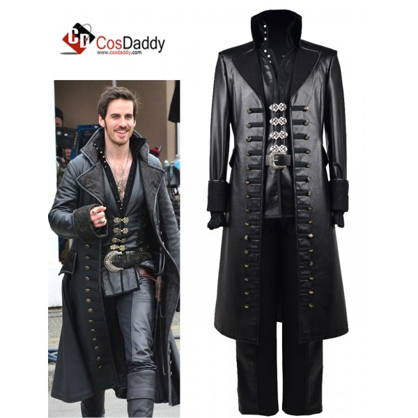 Once Upon A Time Captain Hook Black Jacket Cosplay...