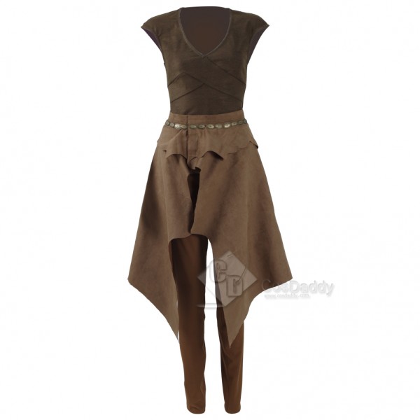 Game of Thrones Queen Daenerys Targaryen Cosplay Daily Brown Dress +Trouser+Jacket  Costume