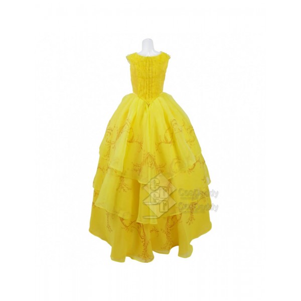 Cosdaddy Beauty and the Beast Movie Princess Belle Yellow Dress Cosplay Costume