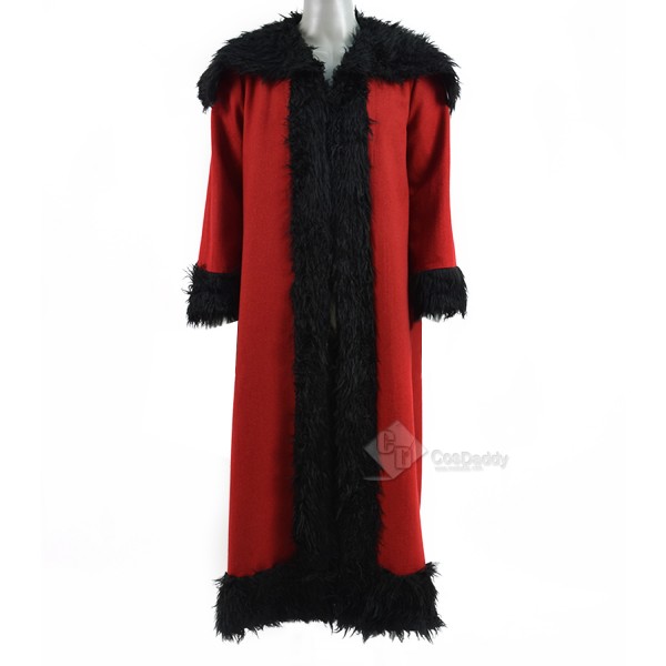 Cosdaddy Red Santa Father Christmas Cosplay Fleece Coat Cape for Christmas