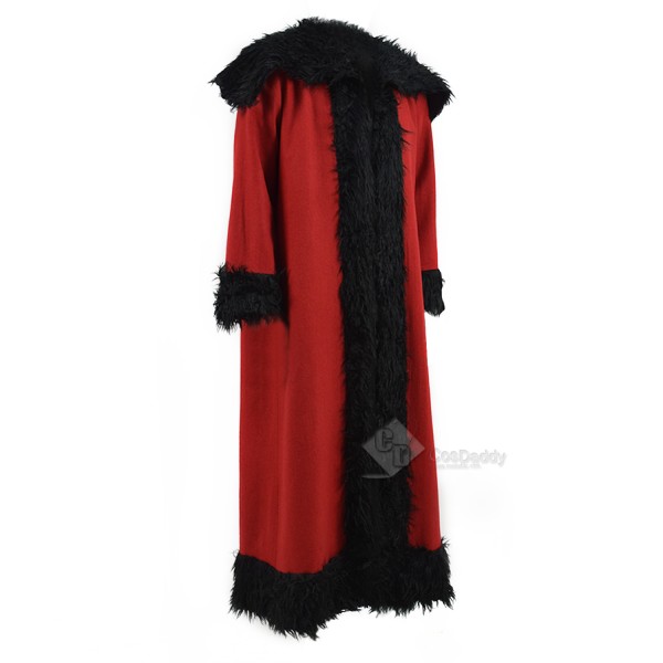 Cosdaddy Red Santa Father Christmas Cosplay Fleece Coat Cape for Christmas