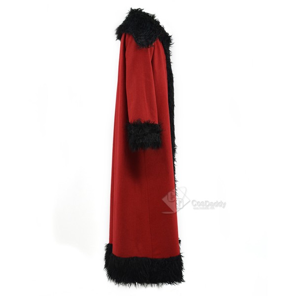 Cosdaddy Red Santa Father Christmas Cosplay Fleece Coat Cape for Christmas