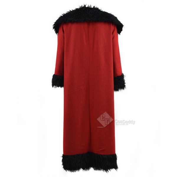 Cosdaddy Red Santa Father Christmas Cosplay Fleece Coat Cape for Christmas