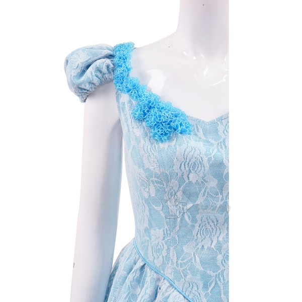 Cosdaddy Once Upon a Time Cinderella Cosplay Blue Flower Long Dress Costume