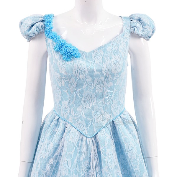 Cosdaddy Once Upon a Time Cinderella Cosplay Blue Flower Long Dress Costume