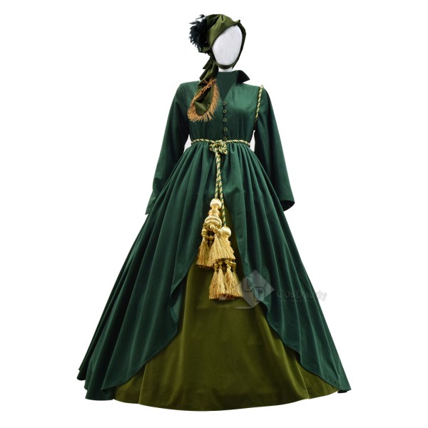 Cosdaddy Gone with the Wind Scarlett O'Hara Cosplay Green Dress Costume
