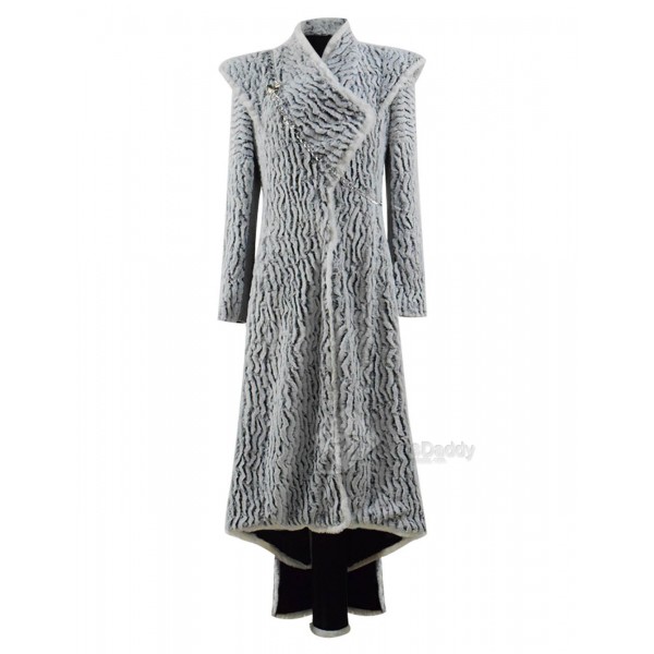 Game of Thrones Season 7 Daenerys Targaryen Winter Snow Dress White Gown Cosplay Costume