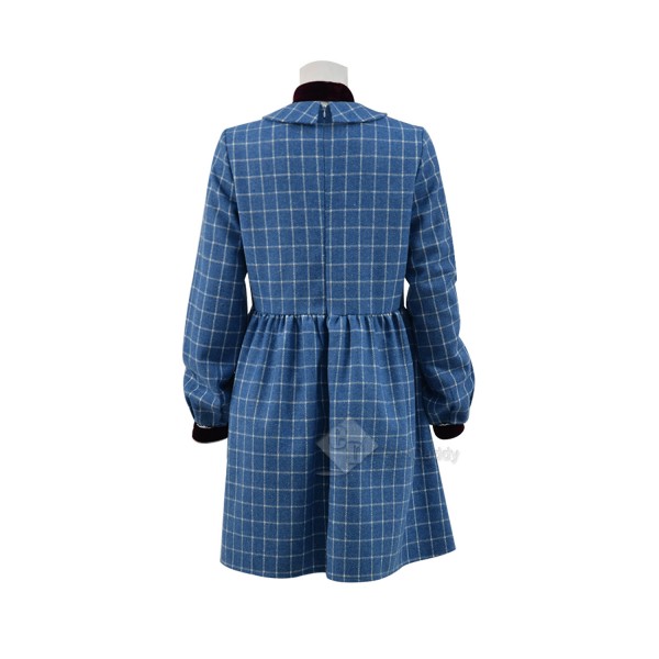 Orphan Esther Cosplay Costume Blue Plaid Dress Halloween Carnival Suit