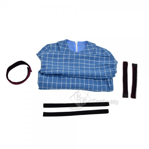 Orphan Esther Cosplay Costume Blue Plaid Dress Halloween Carnival Suit