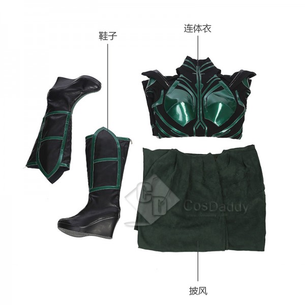 Thor 3 Ragnarok Goddess Of Death Hela Cosplay Costume With Cloak Shoes