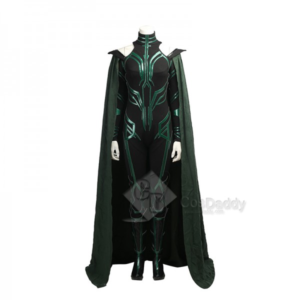 Thor Ragnarok Goddess Of Death Hela Cosplay Costume Dark Green Jumpsuit Full Set