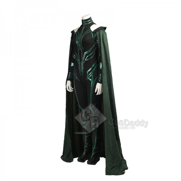 Thor Ragnarok Goddess Of Death Hela Cosplay Costume Dark Green Jumpsuit Full Set