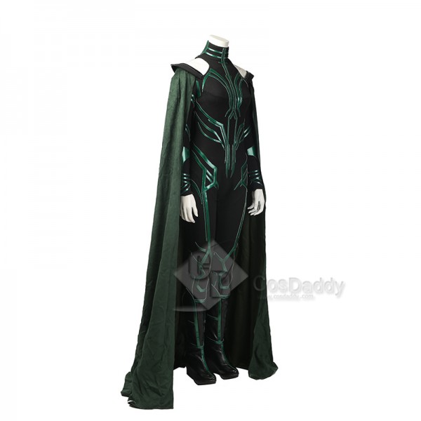 Thor Ragnarok Goddess Of Death Hela Cosplay Costume Dark Green Jumpsuit Full Set