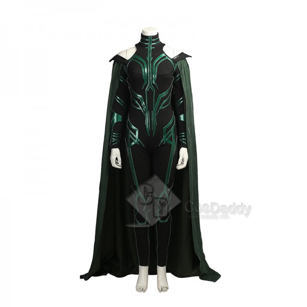 Thor Ragnarok Goddess Of Death Hela Cosplay Costume Dark Green Jumpsuit Full Set