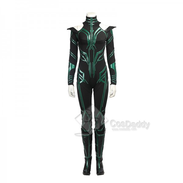 Thor Ragnarok Goddess Of Death Hela Cosplay Costume Dark Green Jumpsuit Full Set