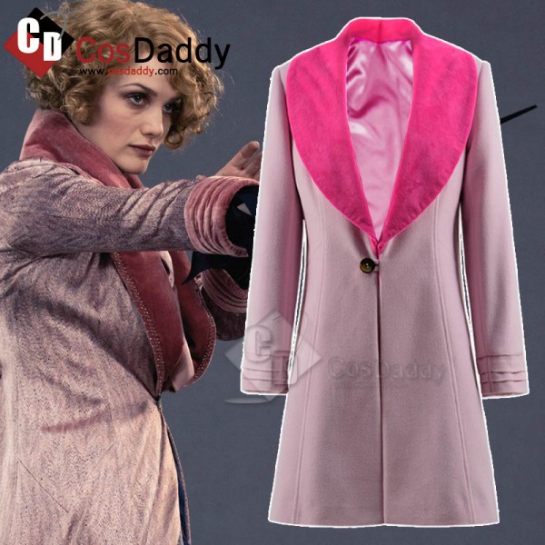 Fantastic Beasts The Crimes of Grindelwald Queenie Goldstein Pink Trench Coat Cosplay Costume
