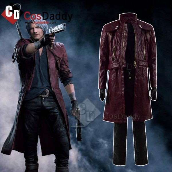 Devil May Cry V 5 DMC 5 Dante Dark Red Leather Jac...