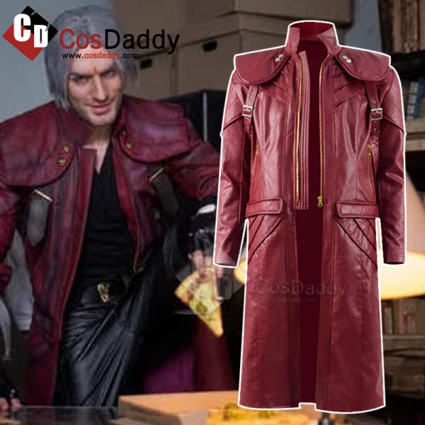 Devil May Cry V 5 Dante DMC 5 Cosplay Costume Leather Long Jacket Coat