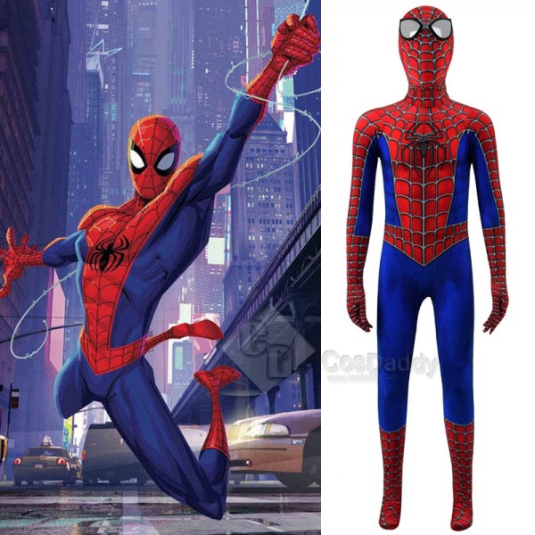 Spider-Man: Into the Spider-Verse Peter Parker Jumpsuit Mask Adult Children Cosplay Costume