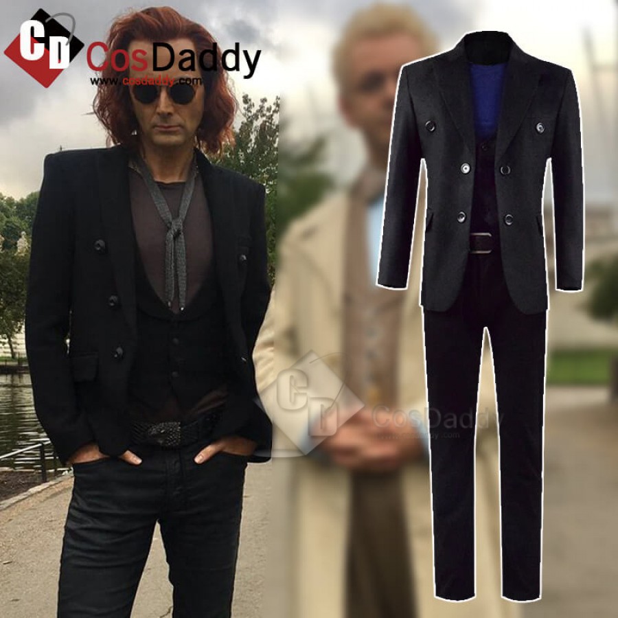 Good Omens David Tennant Black Full Set Crowley Costumes