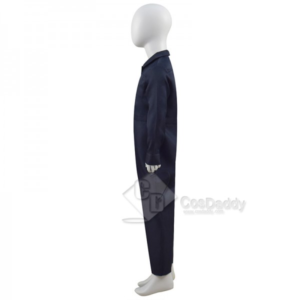 Michael Myers Horror Killer Cosplay Costume Dark Blue Jumpsuit For Kids