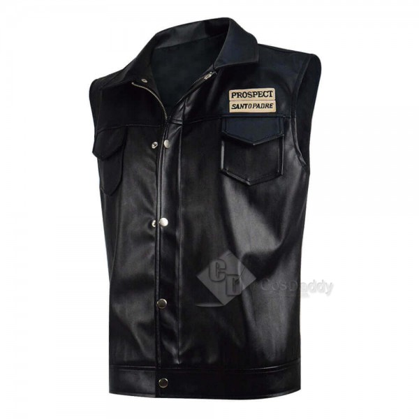 New Mayans MC Ezekiel Reyes Black Leather Vest Cosplay Costume