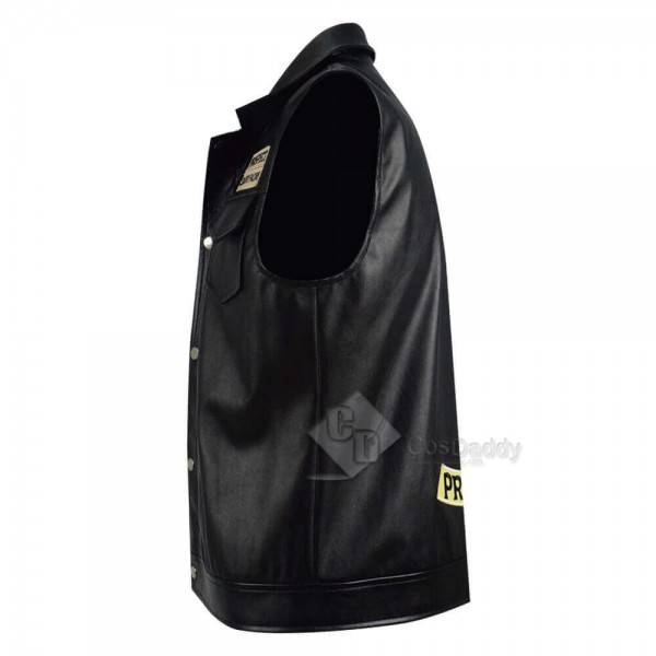 New Mayans MC Ezekiel Reyes Black Leather Vest Cosplay Costume