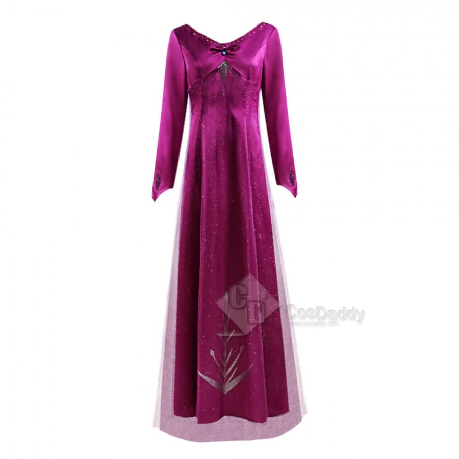 Disney Frozen 2 Elsa Dress Snow Queen Purple Cosplay Costume