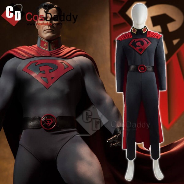 DC Comics Superman Red Son Costume Spandex Suit Cosplay With Cape