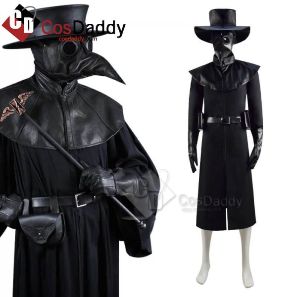 Plague Doctor Costume Hat Steampunk Bird Mask Halloween Cosplay Outfit