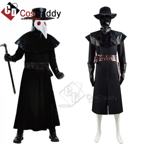 Plague Doctor Black Death Doctor Costume Men Halloween Cosplay Outfit
