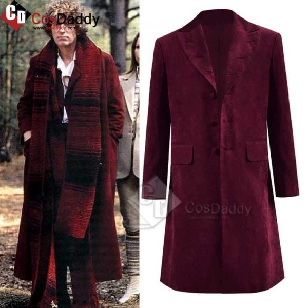 Fourth 4th Doctor Velvet Trench Coat Burgundy Dr. ...