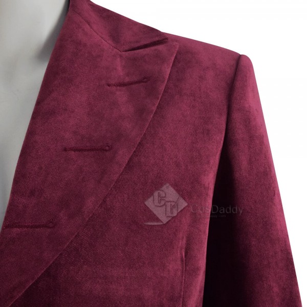 Fourth 4th Doctor Velvet Trench Coat Burgundy Dr. Cosplay Costume