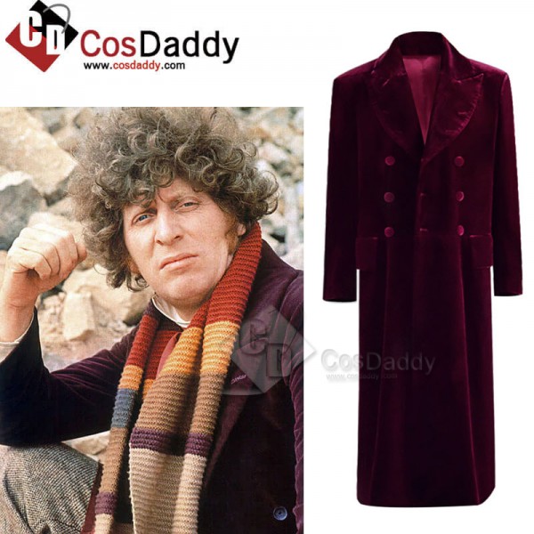 Doctor Who 4th Doctor Coat Double Breasted Velvet Cosplay Costume for Sale