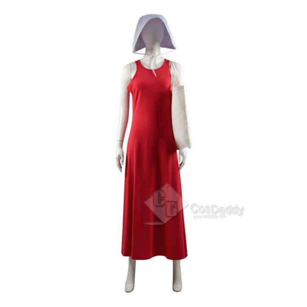 The Handmaid's Tale Cosplay Costume Halloween Red Dress With Bag