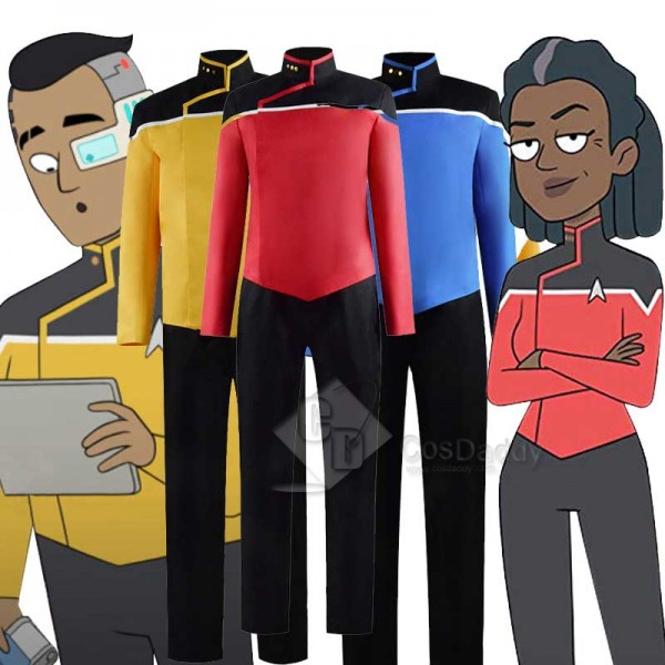 Star Trek Lower Decks Red Blue Yellow Uniform Unisex Cosplay Costume