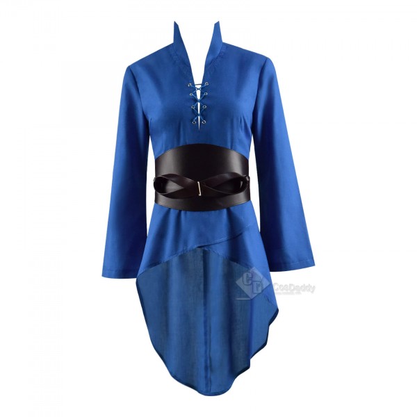 Cursed Lady Of The Lake Nimue Blue Dress Cosplay Costume 