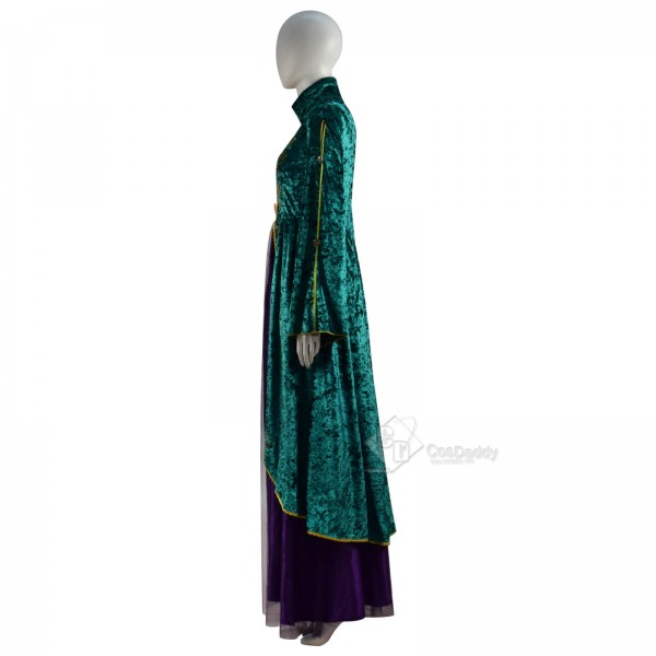 Best Hocus Pocus Deluxe Winifred Sanderson Dress Outfit Cosplay Costume 