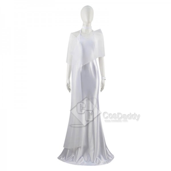 CosDaddy Disney Princess Tiana White Chiffon Princess Dress Cosplay Costume