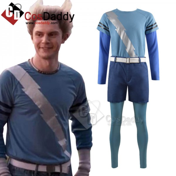 WandaVision Quicksilver Blue Flash Shirt Cosplay Costume Full Set Outfit 