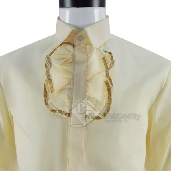 Doctor Who Green Death Cream Shirt with Light Brown Stain Trim Cosplay Costumes