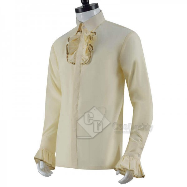 Doctor Who Green Death Cream Shirt with Light Brown Stain Trim Cosplay Costumes