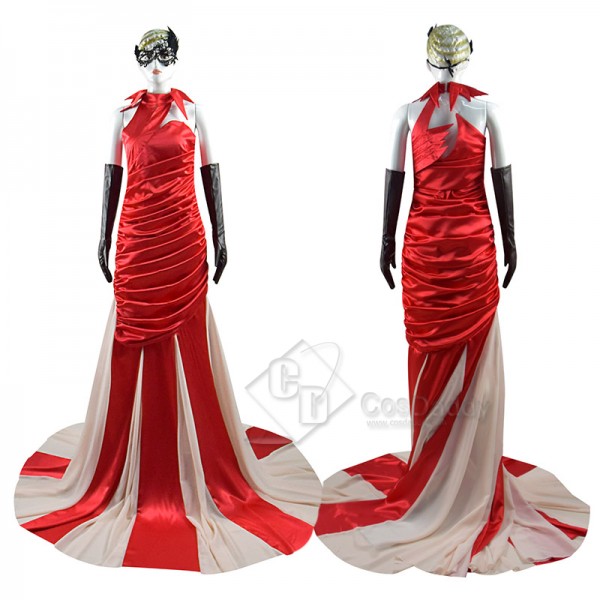 2021 Disney Movie Cruella Costume Cruella De Vil Red Dress Adaption Style