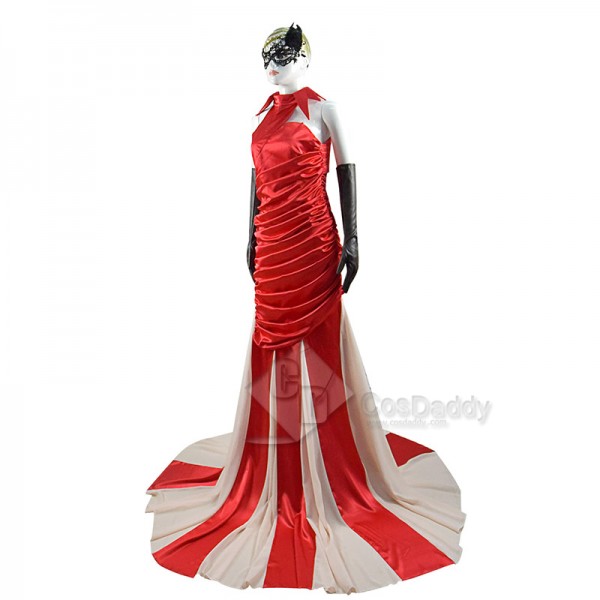 2021 Disney Movie Cruella Costume Cruella De Vil Red Dress Adaption Style