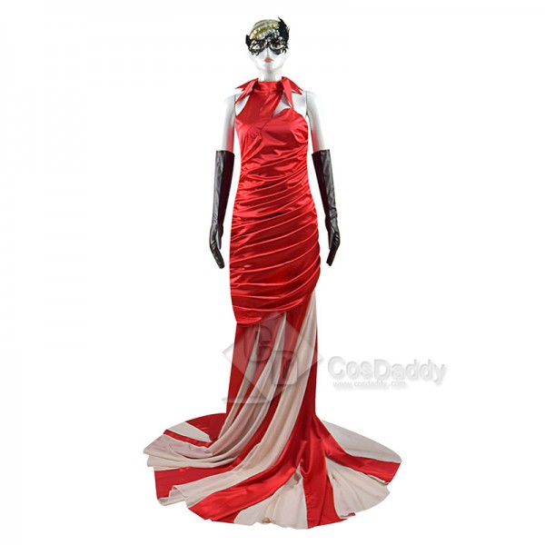 2021 Disney Movie Cruella Costume Cruella De Vil Red Dress Adaption Style